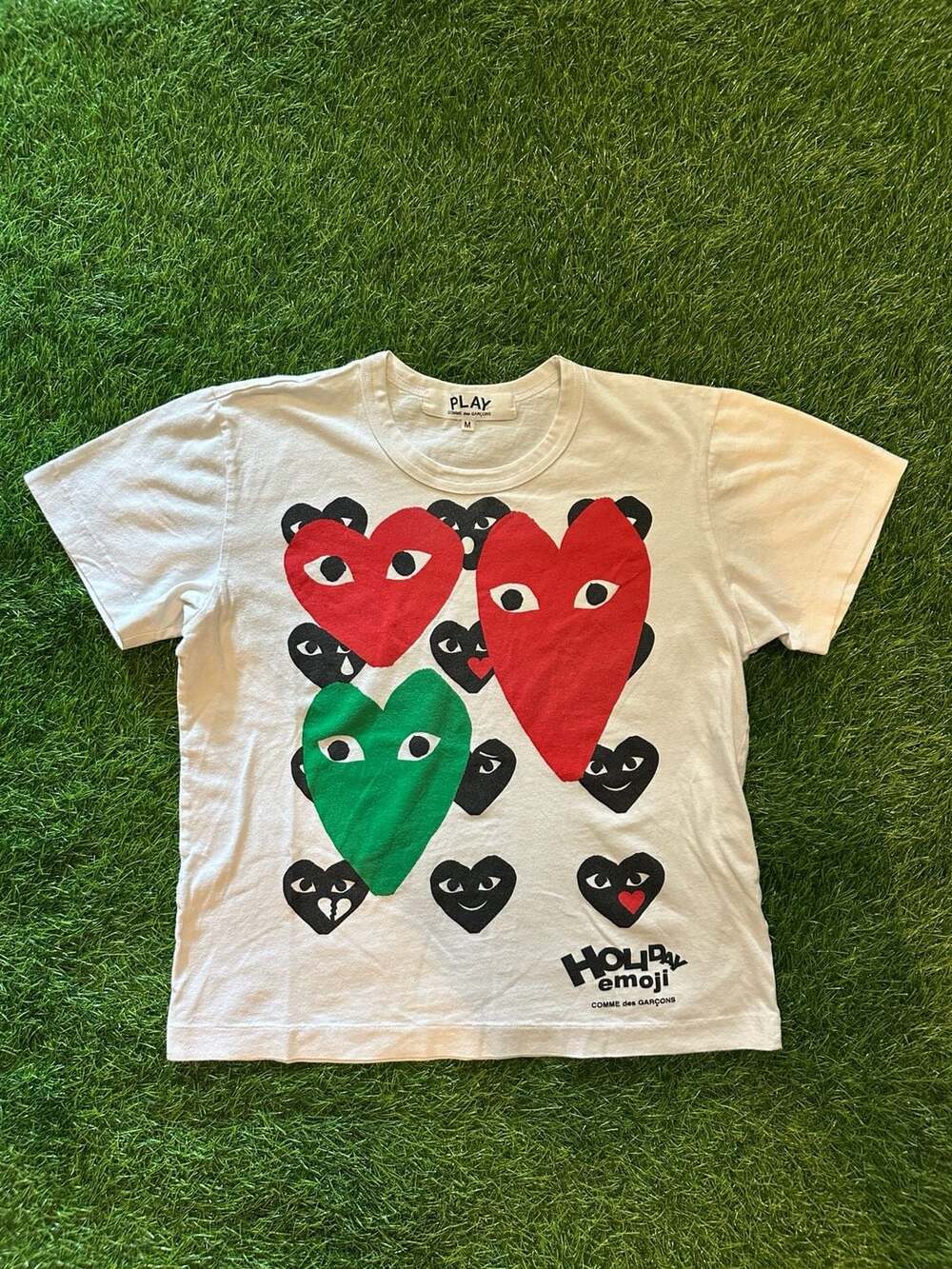 PLAY Comme des Garçons Holiday Emoji Multi Heart Logo kids T-Shirt Size M